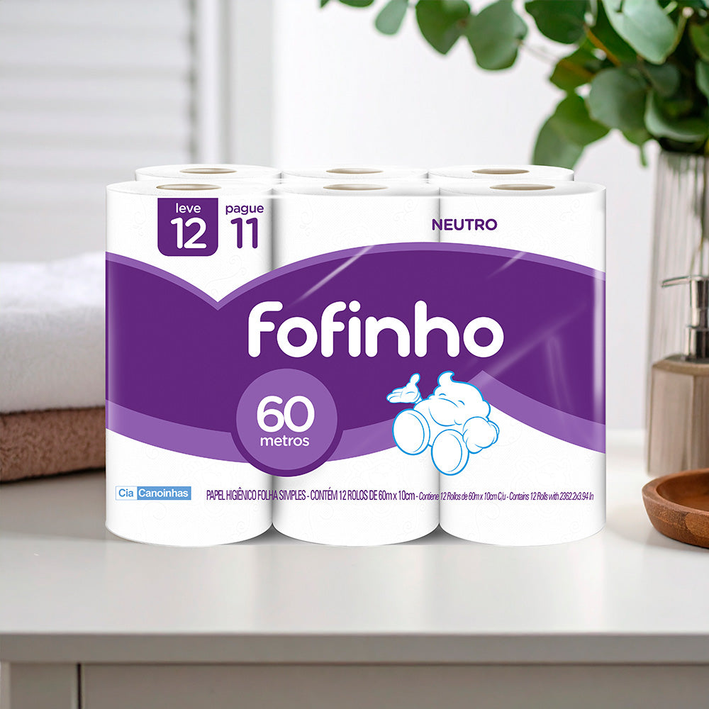 PAPEL HIGIENICO FOFINHO HOJA SIMPLE 60MT X12  2123