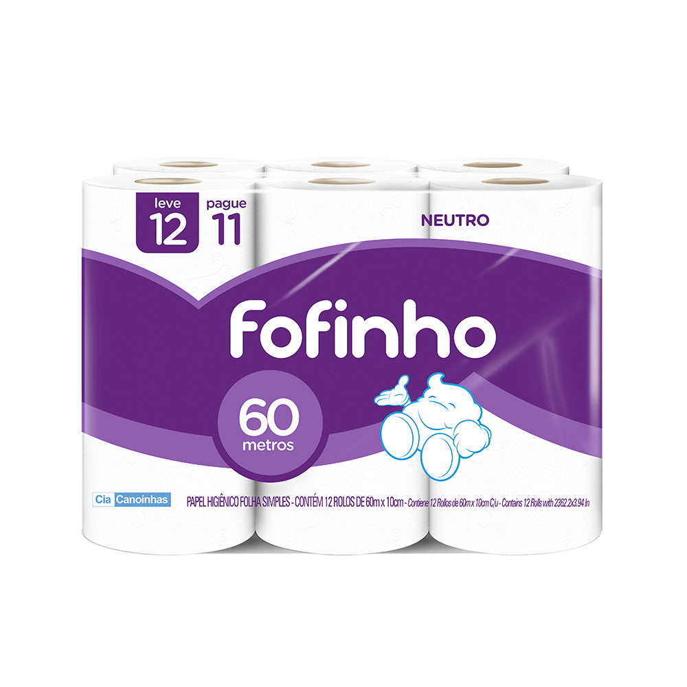 PAPEL HIGIENICO FOFINHO HOJA SIMPLE 60MT X12  2123