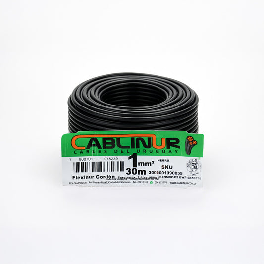CABLE 1X1MM 30 METROS CABLINUR NEGRO FLCO1N30