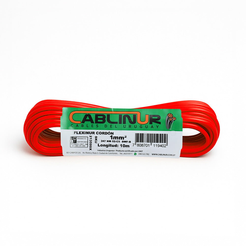 CABLE 1X1MM 10 METROS ROJO CABLINUR FLCO1R10