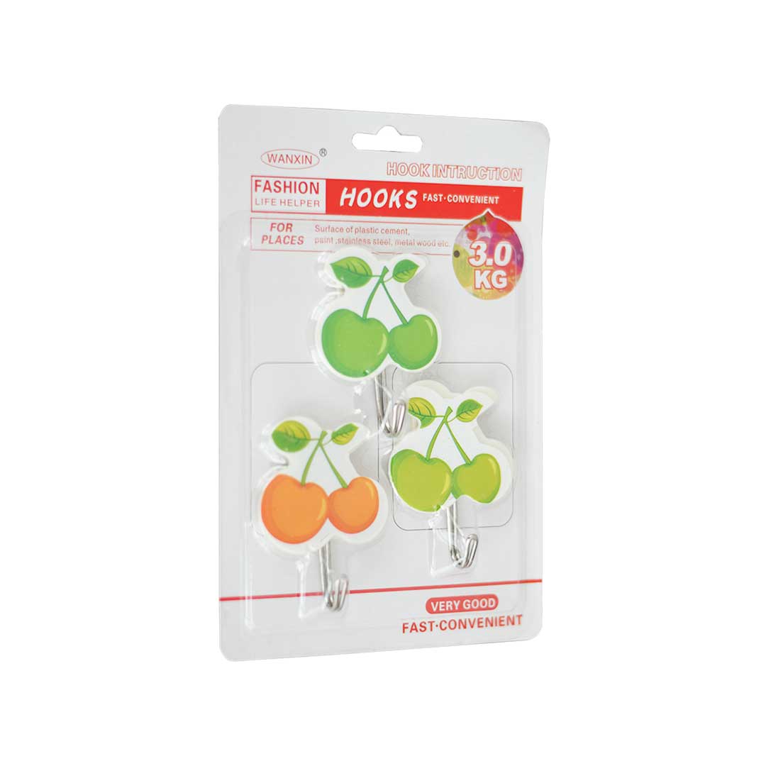 COLGADOR ADHESIVO FORMA DE FRUTAS 3PZ YL-91562