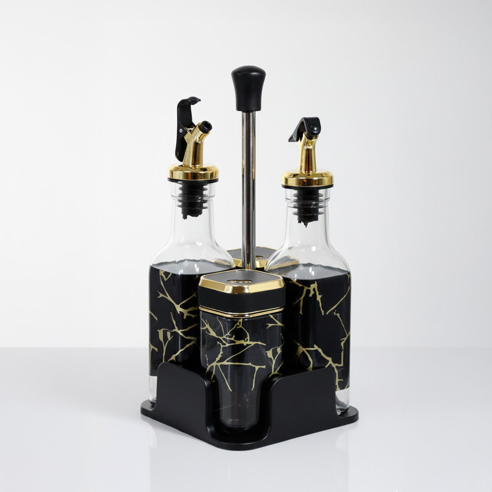 CONDIMENTERO DISPENSADOR 4PZ NEGRO TW-110044