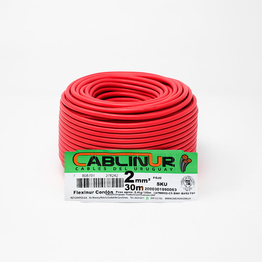 CABLE 1X2MM 30 METROS ROJO CABLINUR FLC02R30