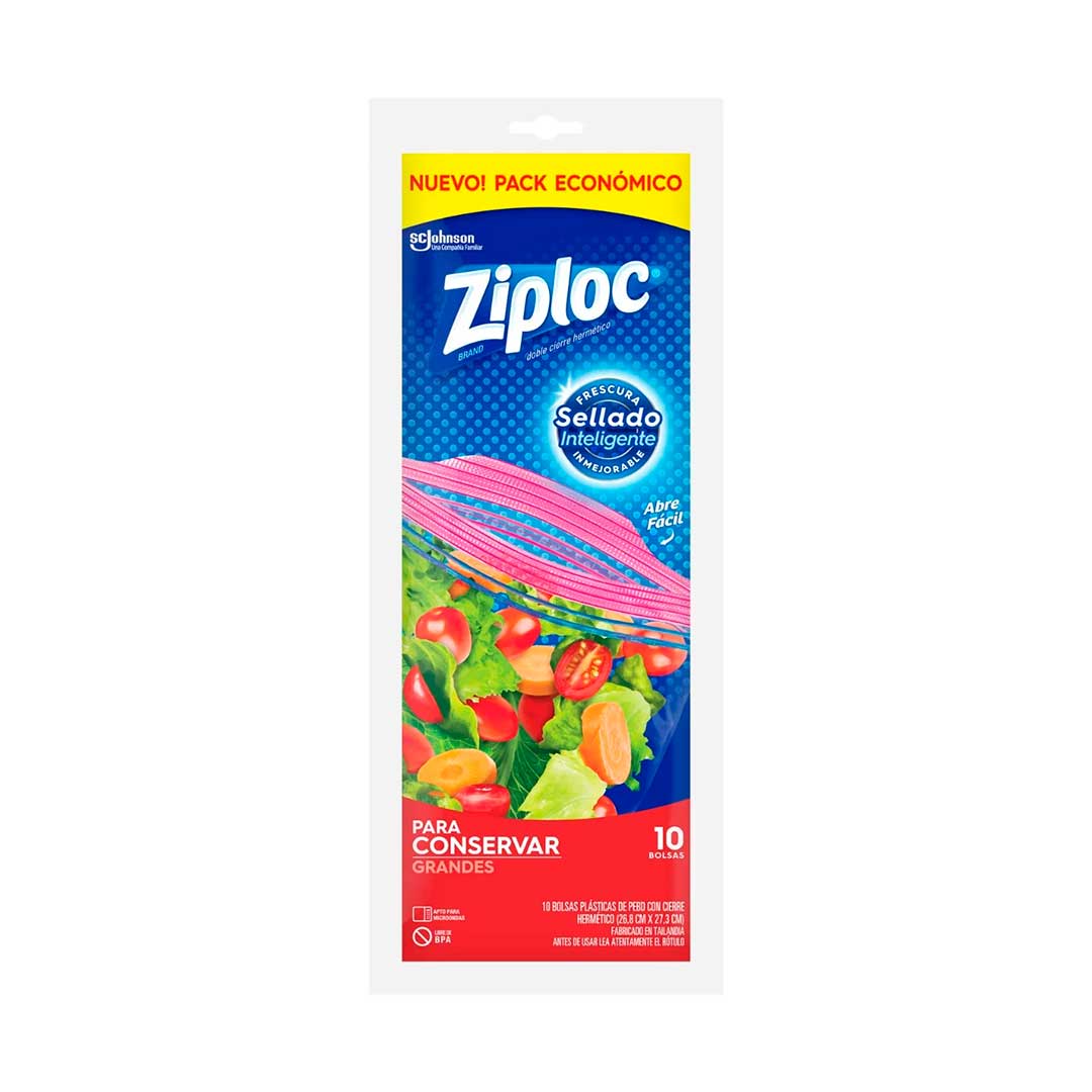 BOLSAS HERMÉTICAS ZIPLOC GRANDE 10 U 60506