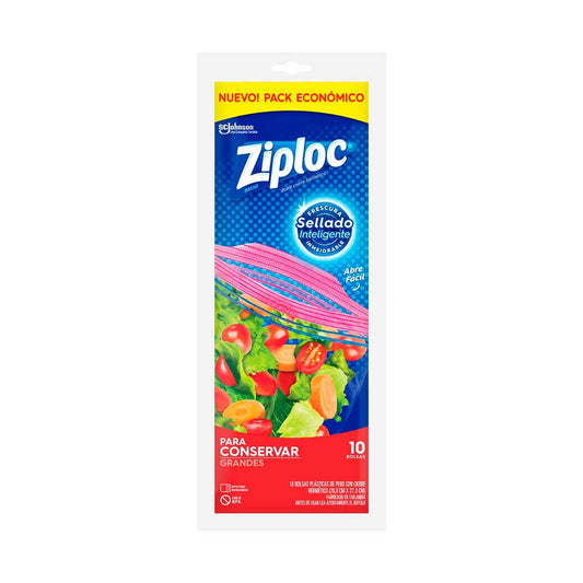 BOLSAS HERMÉTICAS ZIPLOC GRANDE 10 U 60506