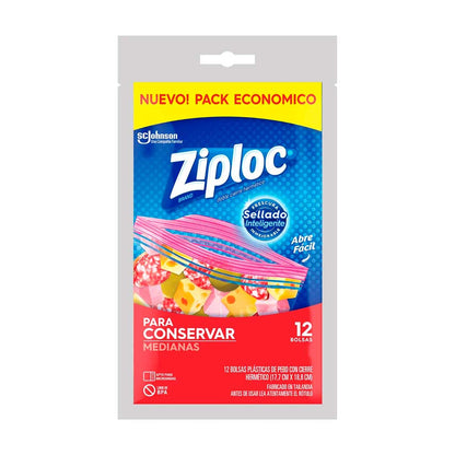 BOLSAS HERMÉTICAS ZIPLOC PARA CONSERVA MEDIANA 12U