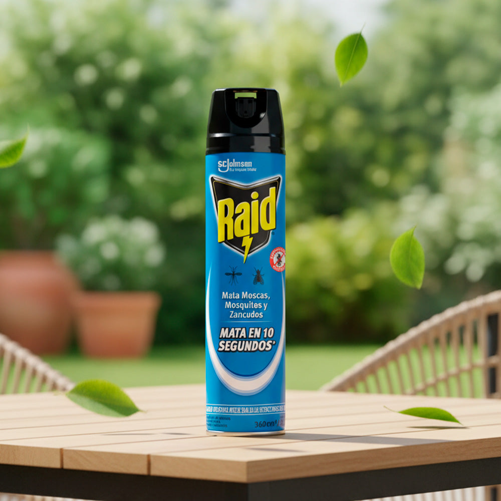 INSECTICIDA RAID MOSCAS Y MOSQUITOS AZUL 360 ML