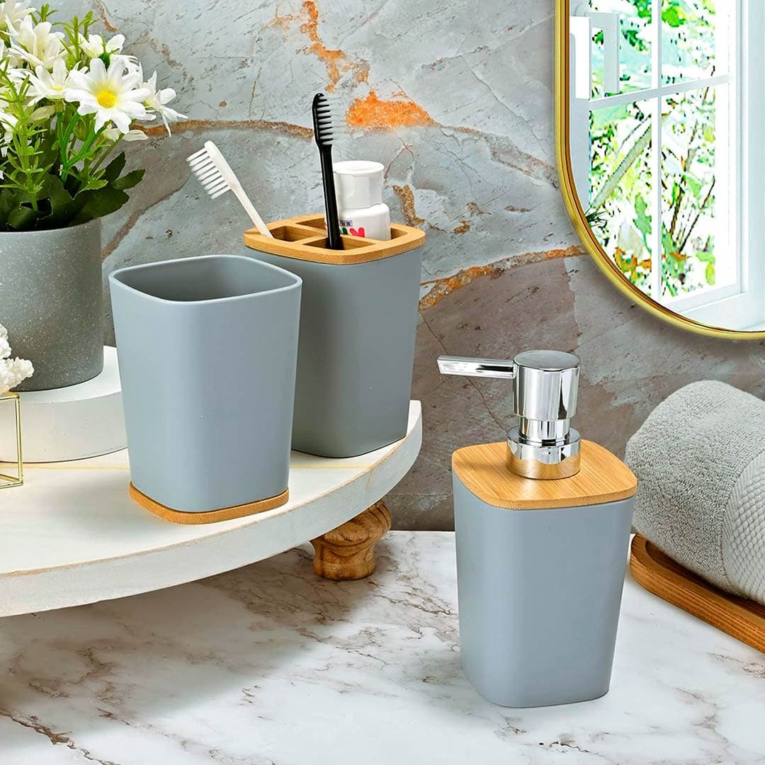 SET DE BAÑO 6PZ GRIS PREMIUM LH-3652