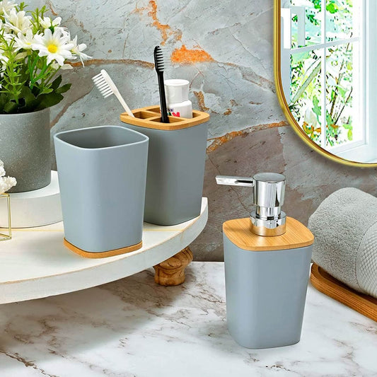 SET DE BAÑO 6PZ GRIS PREMIUM LH-3652