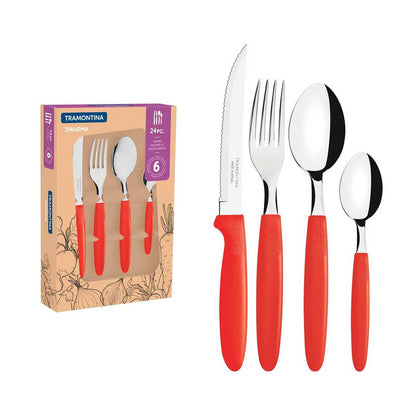 SET CUBIERTOS TRAMONTINA ROJO 23398/788