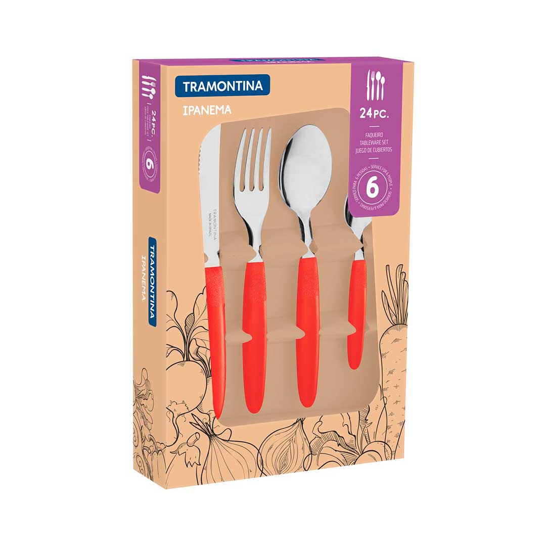 SET CUBIERTOS TRAMONTINA ROJO 23398/788