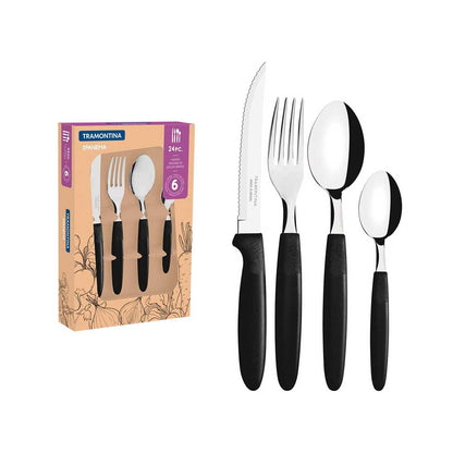 SET CUBIERTOS TRAMONTINA NEGRO 23398/088