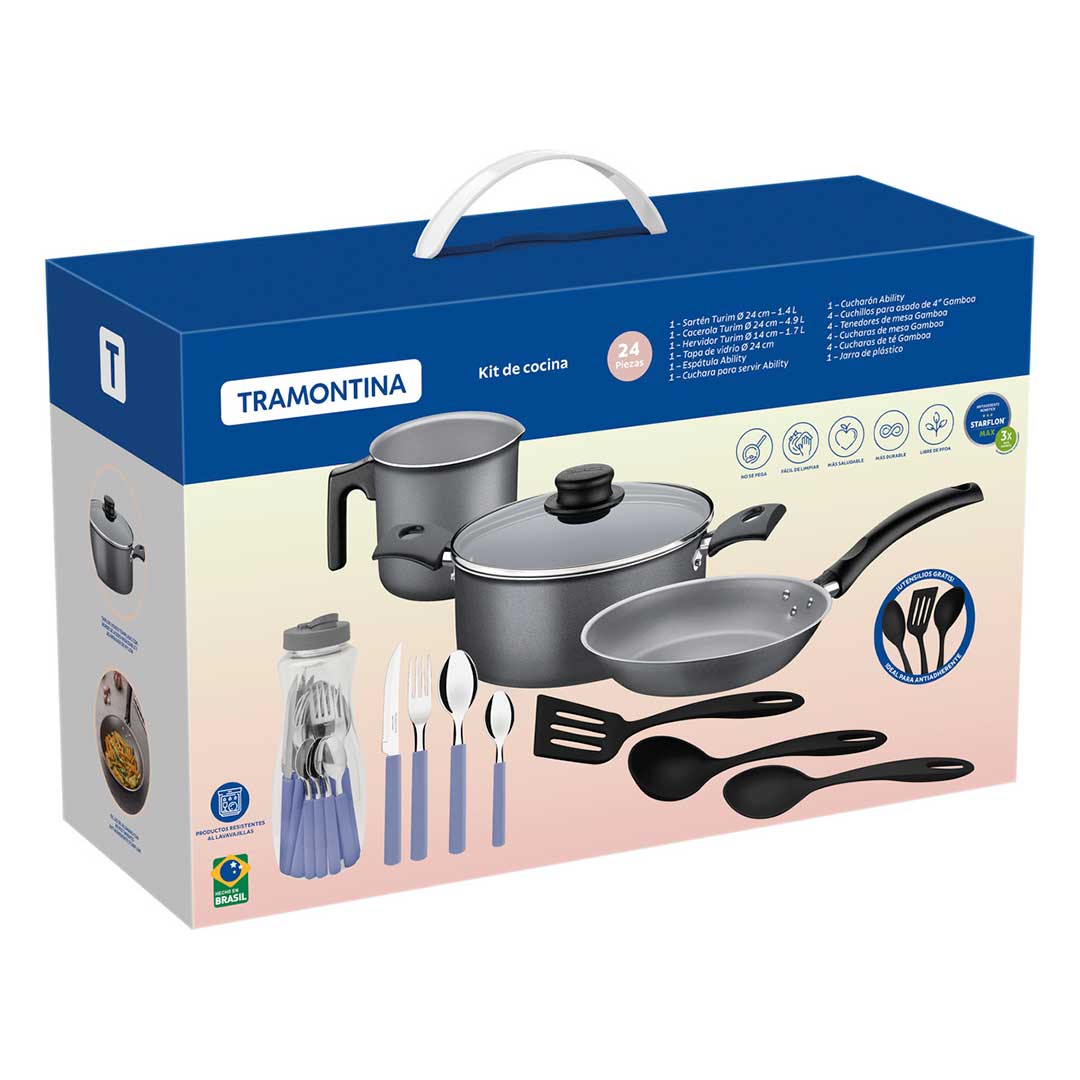 BATERIA TRAMONTINA + SET CUBIERTOS  27899/501