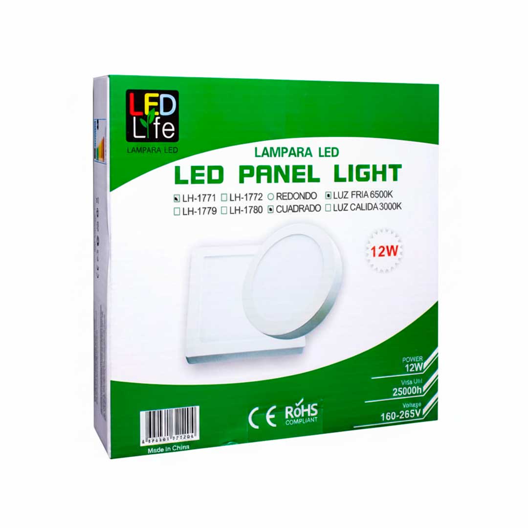 PLAFON 12W CUADRADO LUZ FRIA LED LIFE LH-1771