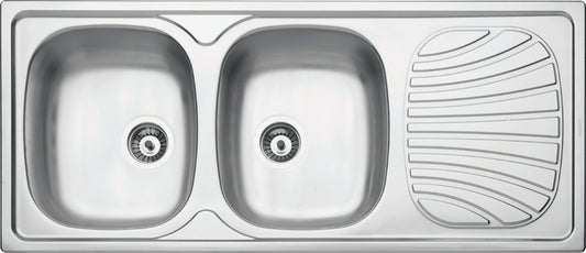 Fregadero de empotrar en acero inoxidable 116×50 cm