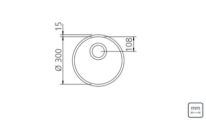 Cubeta de empotrar en acero inoxidable alto brillo Ø30 cm