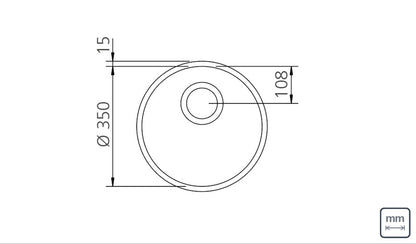 Cubeta de empotrar en acero inoxidable alto brillo Ø35 cm