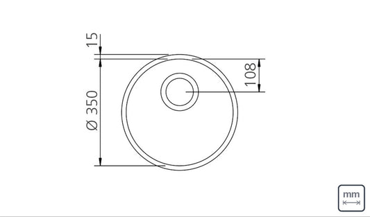 Cubeta de empotrar en acero inoxidable alto brillo Ø35 cm