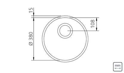 Cubeta de empotrar en acero inoxidable alto brillo Ø38 cm