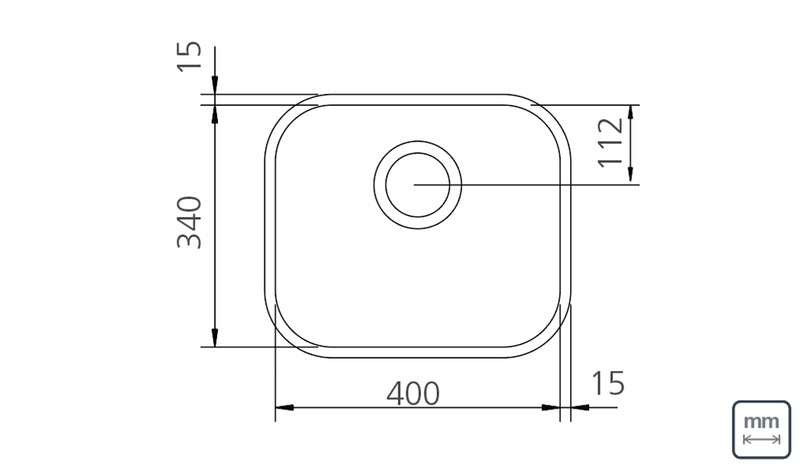 Pileta acero inoxidable satinado 304 40x34x17 cm