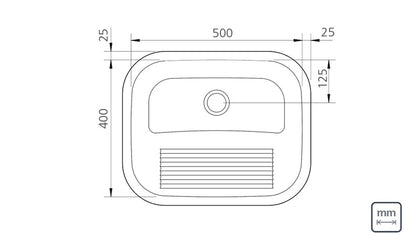 Lavadero de empotrar en acero inoxidable satinado 50×40 cm