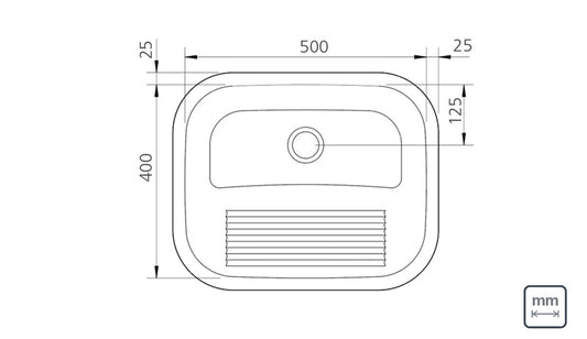 Lavadero de empotrar en acero inoxidable satinado 50×40 cm