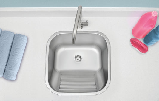 Lavadero de empotrar en acero inoxidable satinado 40×40 cm