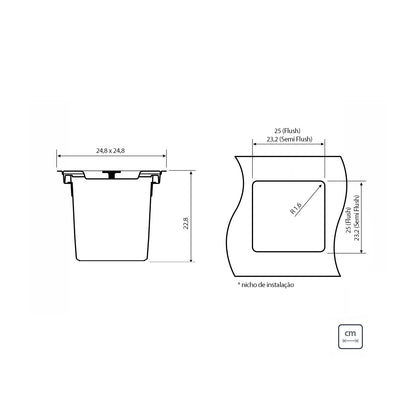 Basurero de empotrar Tramontina Clean Square en acero inoxidable con balde plástico de 5 L