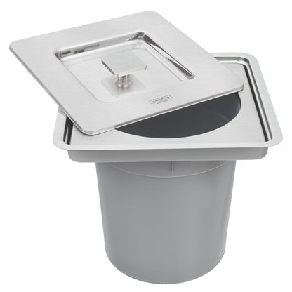 Basurero de empotrar Tramontina Clean Square en acero inoxidable con balde plástico de 5 L