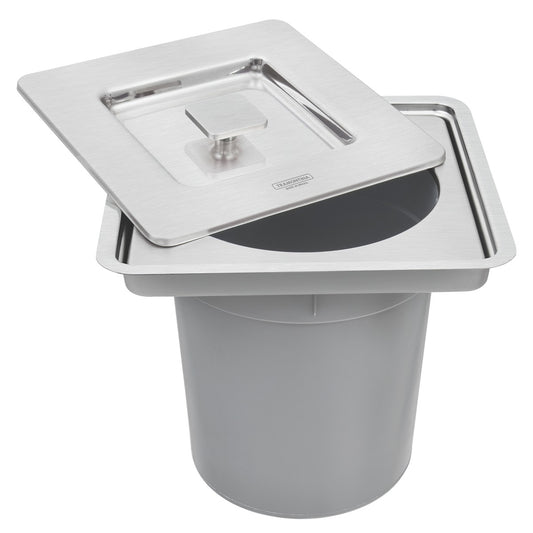 Basurero de empotrar Tramontina Clean Square en acero inoxidable con balde plástico de 5 L