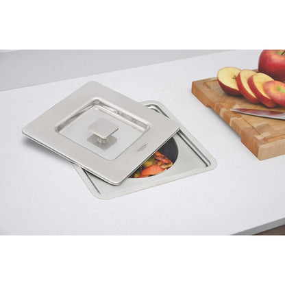 Basurero de empotrar Tramontina Clean Square en acero inoxidable con balde plástico de 5 L