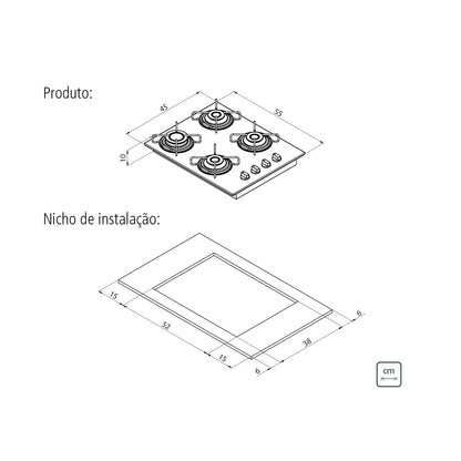 Cooktop a gas Tramontina de vidrio templado negro y rejillas de acero al carbono, con encendido automático y 4 quemadores