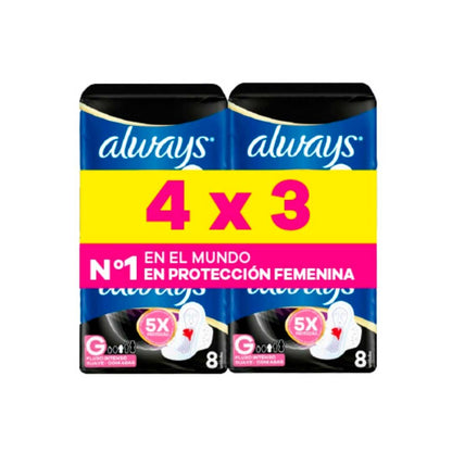 TOALLA FEM. ALWAYS NOCHE SUAVE GDE X8 LLEVE 4X3