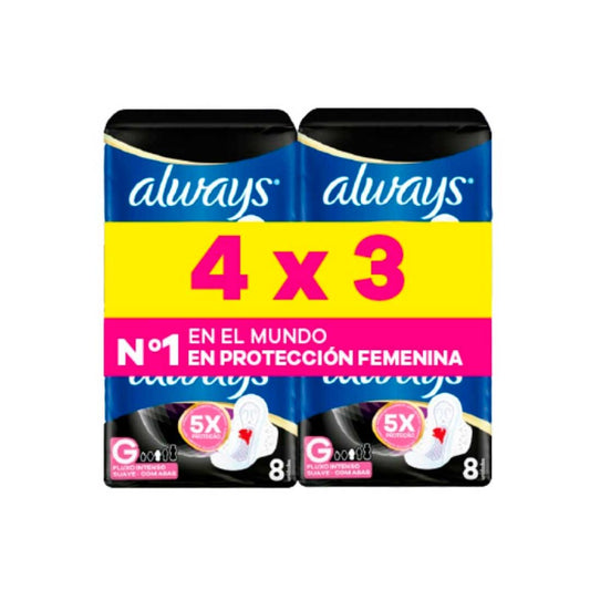TOALLA FEM. ALWAYS NOCHE SUAVE GDE X8 LLEVE 4X3