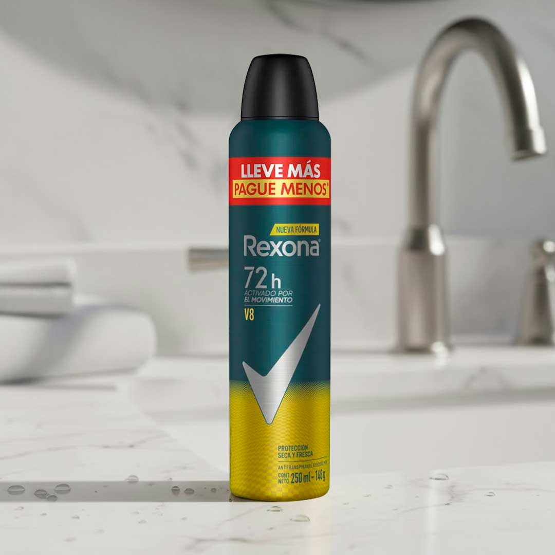 DESODORANTE REXONA MEN V8 AEROSOL 250ML LLEVE MAS