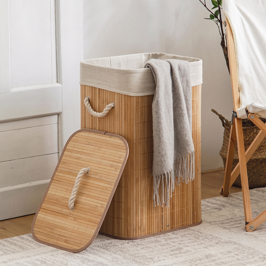Cesto de Mimbre para Ropa con Tapa y Asas | 60cm