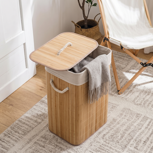 Cesto de Mimbre para Ropa con Tapa y Asas | 60cm