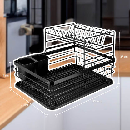 ESCURRIDOR PARA PLATOS NEGRO DOBLE LH-3684