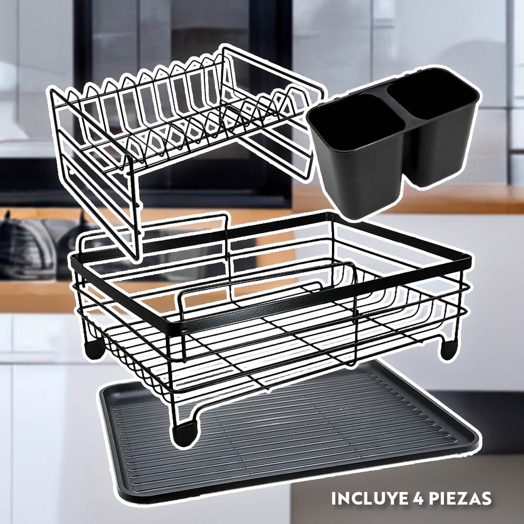 ESCURRIDOR PARA PLATOS NEGRO DOBLE LH-3684