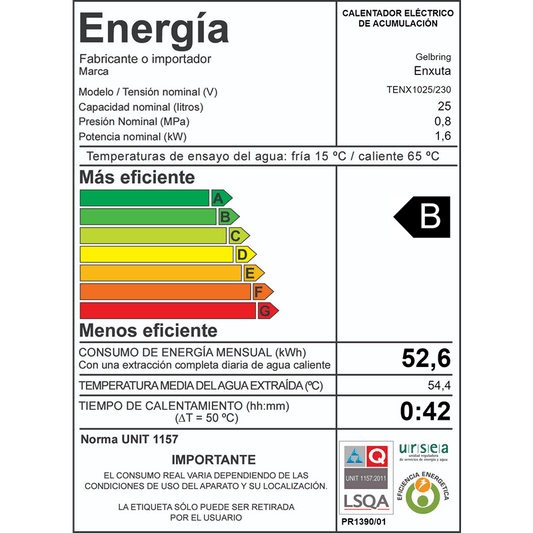Termotanque de acero – TENX1025 – Enxuta