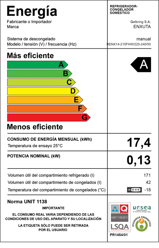 Refrigerador Frío Húmedo – Enxuta – RENX14-215FHW