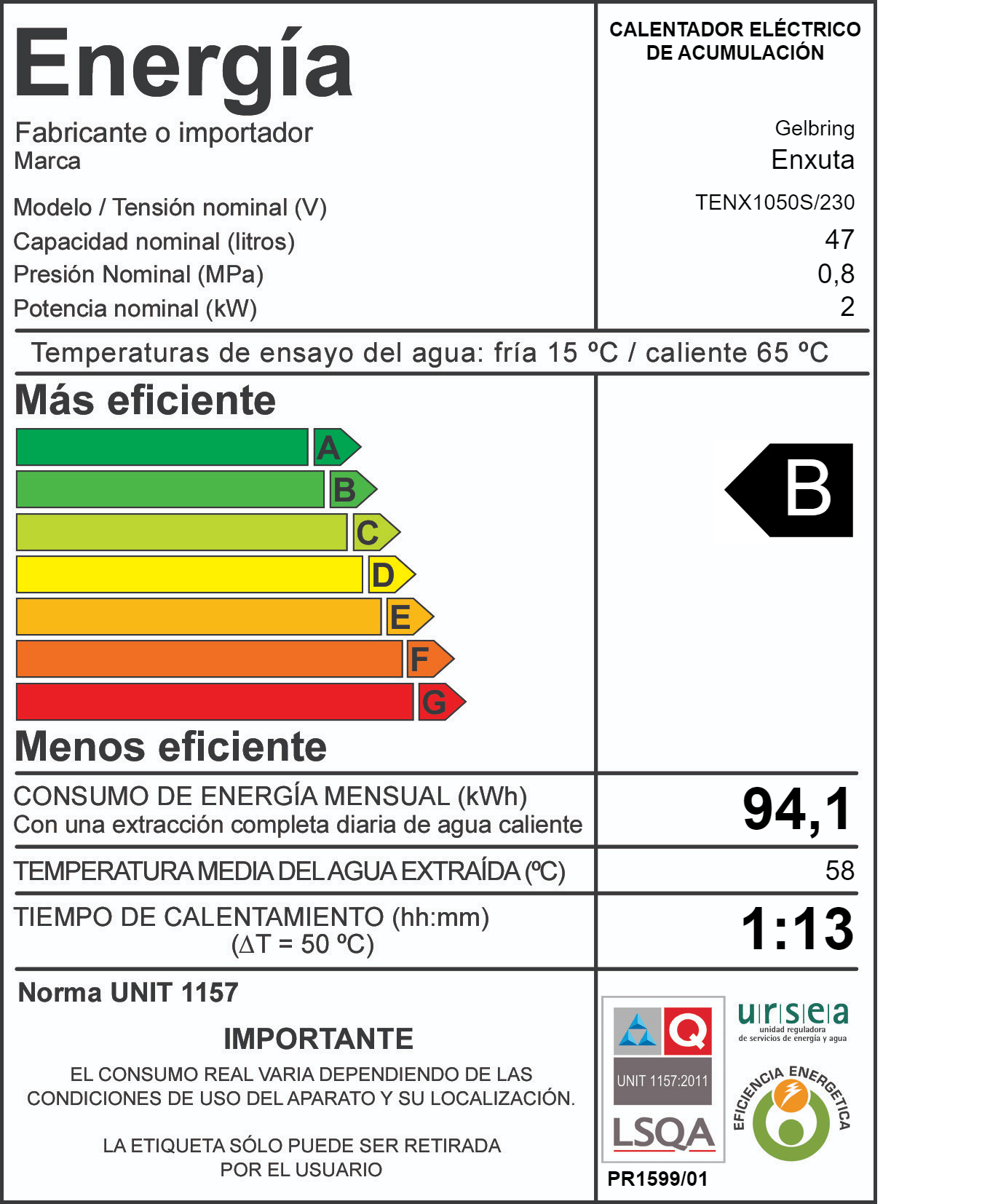 Termotanque Smart – Enxuta – TENX1050S
