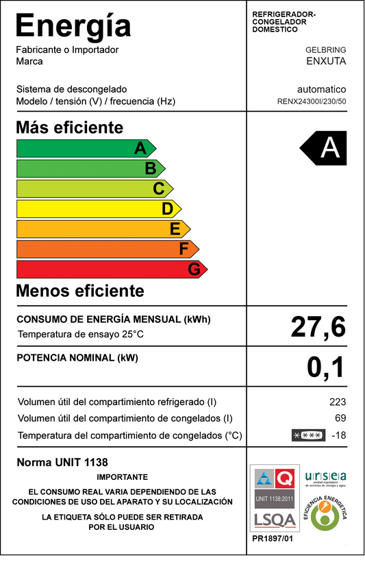 Refrigerador No frost – RENX24300I – Enxuta