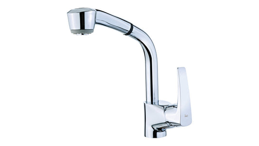 Grifo de cocina monomando con caño alto extraíble giratorio