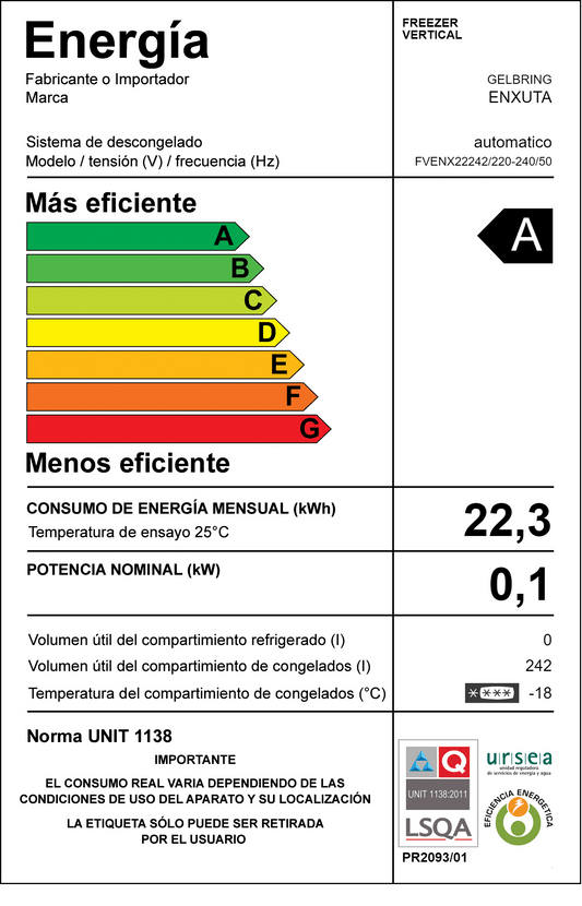 Freezer Vertical – FVENX22242 – Enxuta