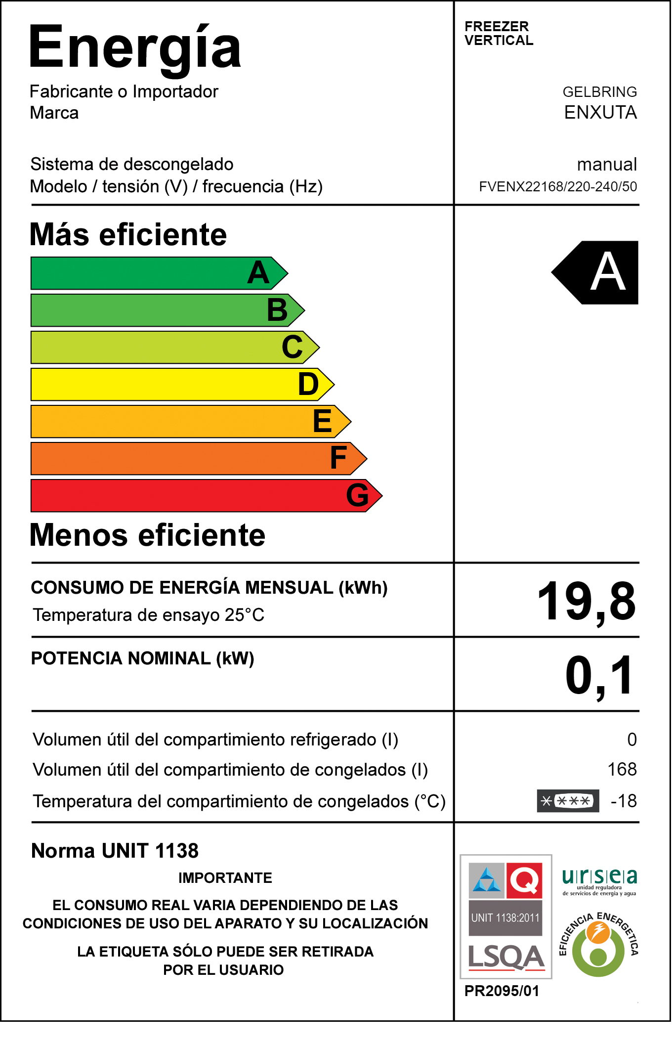 Freezer Vertical – FVENX22168 – Enxuta