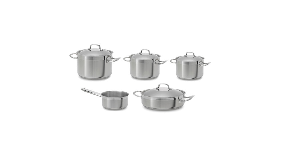 Set de cocina de 9 piezas en acero inoxidable