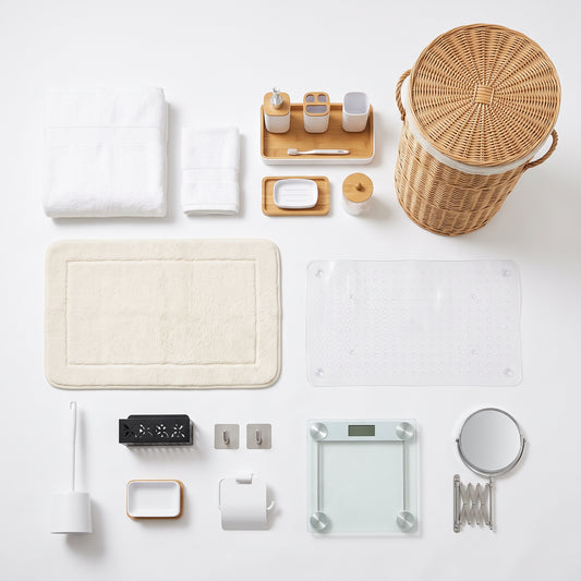 Pack de Baño Completo 12 Productos - Toallas, Alfombras y Accesorios