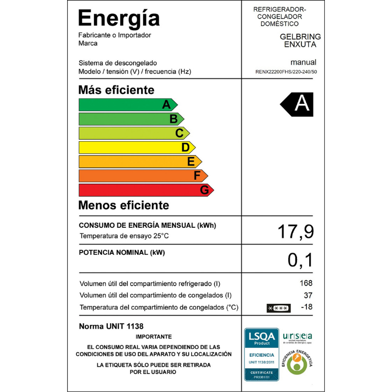 Refrigerador Frío Húmedo – RENX22200FHS – ENXUTA
