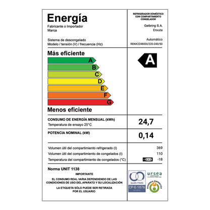 Refrigerador No Frost – RENX22480DI – Enxuta